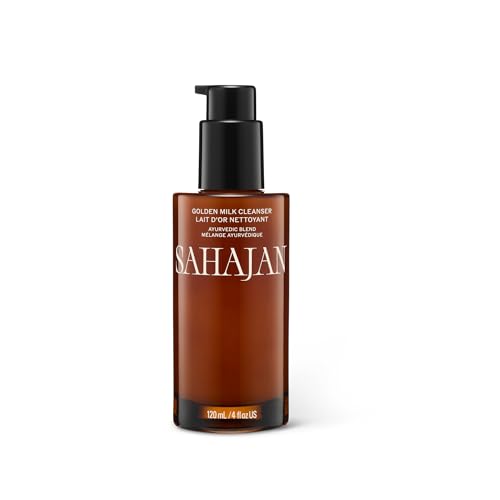 Sahajan Golden Milk Cleanser with Turmeric, Vitamic C + Black Cumin Seed Oil | Ayurvedic Clean Gentle Daily Milky Gel Cleanser | Unclogs Pores, Refines Texture, Calms Redness | 4 fl oz
