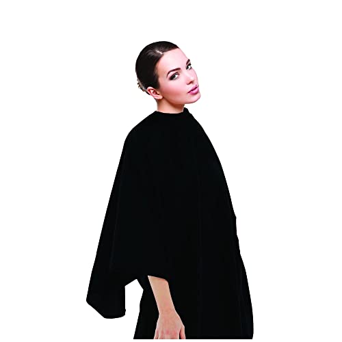 Black Waterproof Hair Cutting Cape with Adjustable Snap Closure - Salon & Barber Use, 54 x 60 Inches