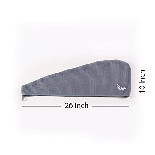 Selarus 2-Pack Grey Waffle Cotton Hair Towels Wrap for Curly & Thick Hair