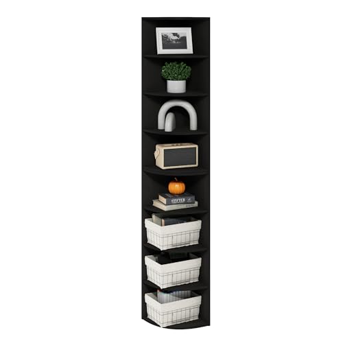 Espresso 8-Tier Corner Shelf Bookcase - Space-Saving Storage & Display Rack