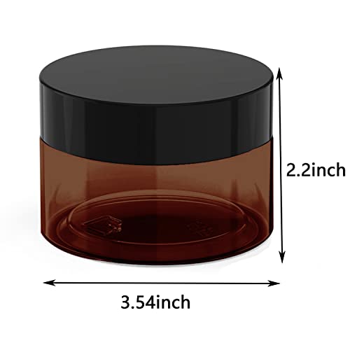 8 oz Plastic Cosmetic Jars with Lids - Pack of 12 Amber UV-Filtering Containers