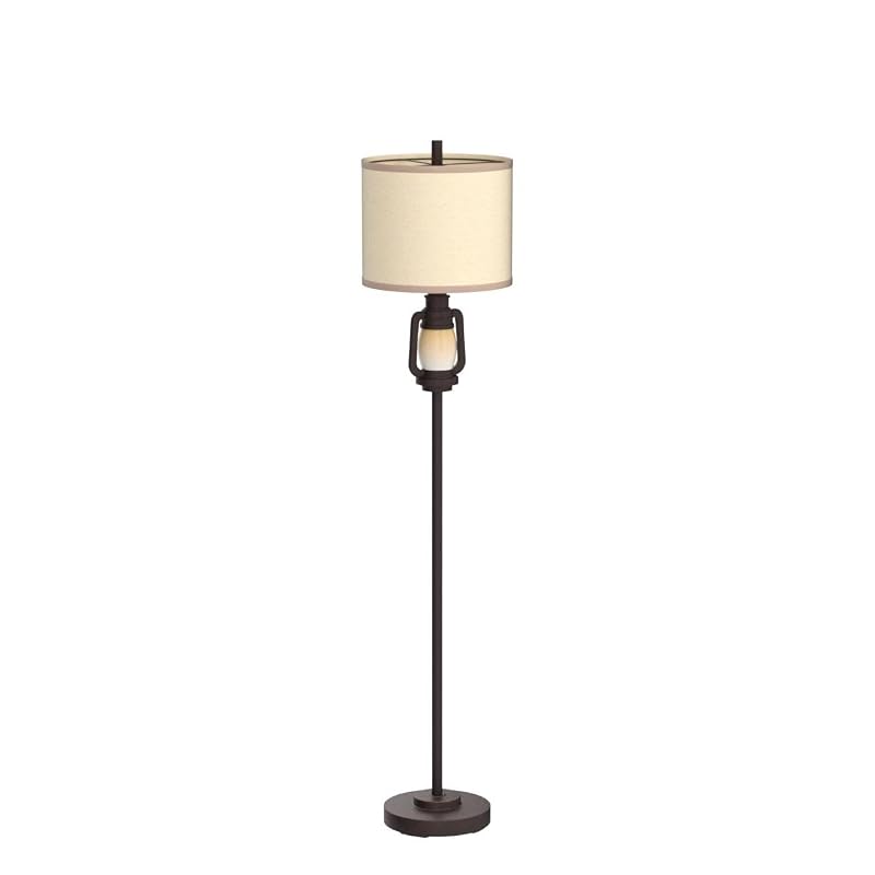 LuxSight Vintage Floor Lamp with Night Light - Dark Brown 63.5-Inch