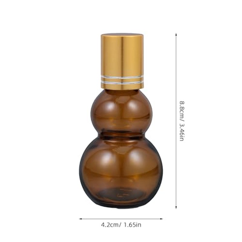 Beaupretty Roll on Essential Oil Bottles 5 Pack Amber Glass Refillable Cosmetic Roller Bottles 1.65 Inch for Travel Daily Use and Party