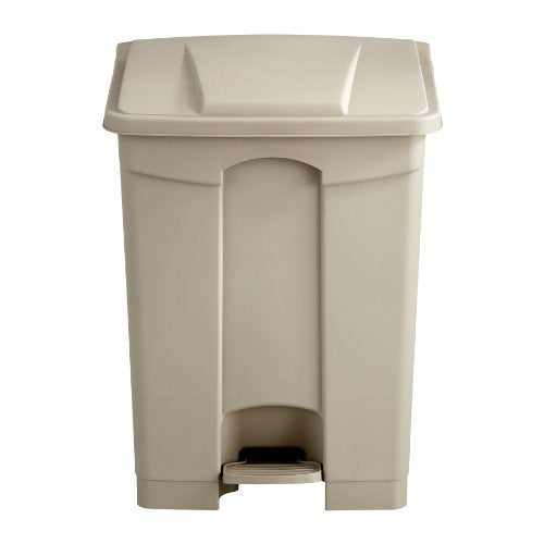 Plastic Step-On Trash Can with Foot Pedal 17 Gallon - Tan