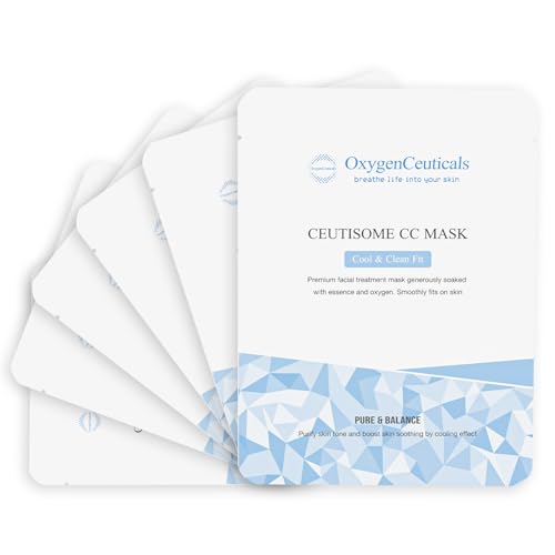 OxygenCeuticals Ceutisome CC Mask ? Cooling & Hydrating Sheet Mask with Xylitol, Witch Hazel & Fermented Botanical Extracts, Soothes Heated Skin, Controls Sebum, Non-Irritating Formula(6 Sheets/1 Box)
