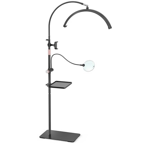 Black Half Moon Lash Light with Magnifier & Tool Tray for Eyelash Extensions