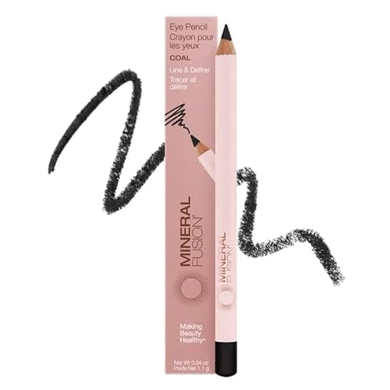 Mineral Fusion Eye Pencil (Black - Coal) - Eyeliner with Soothing Chamomile, Meadowfoam & Vitamin E - Smooth & Long Lasting, Hypoallergenic, Non-Irritating Eye Makeup