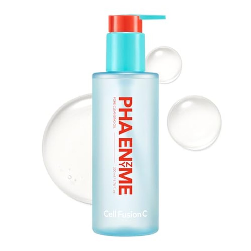 Cell Fusion C PHA Enzyme Pore Cleansing Oil, Makeup Remover with Enzyme, PHA & Jojoba Oil, Removes Blackheads & Sebum, Lightweight Facial Cleanser, 6.76 fl.oz / 200ml