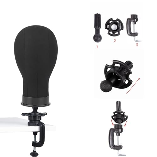 21 Inch Black Canvas Wig Head Mannequin for Styling & Display - Mannequin Head with Stand | Lucicass