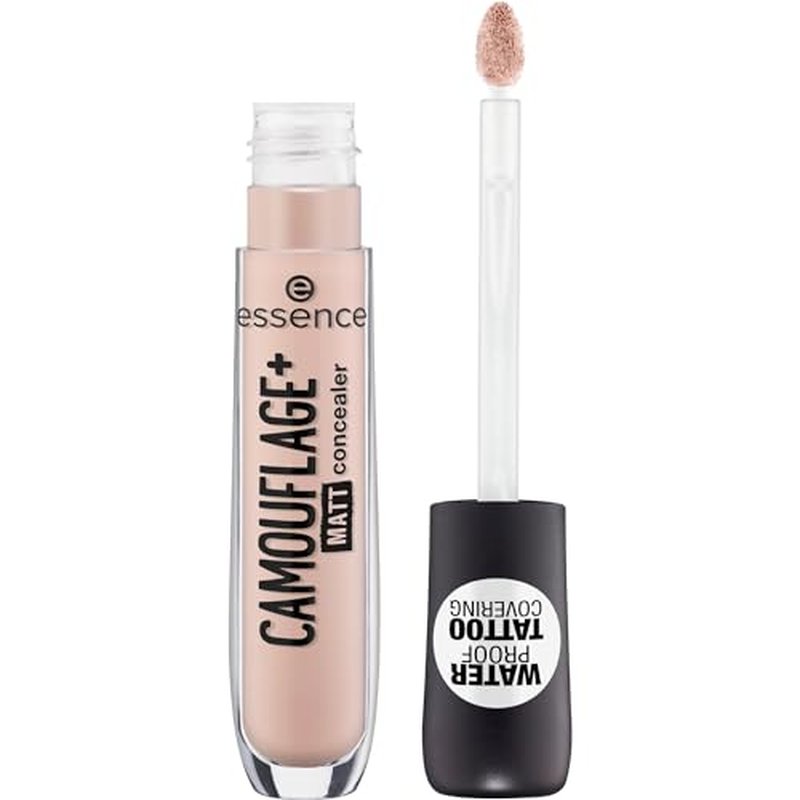 essence Camouflage+ Matte Concealer, Masking Pen, Waterproof, Covers Tattoos, No. 10 Light Pink, Nude, Matte, Vegan, Oil-Free, Waterproof (5 ml)