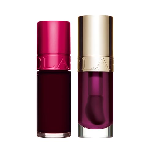 Clarins Water Lip Stain, 04 Violet Water and Lip Oil, 10 Plum Bundle | Buildable, Matte Finish Lip Stain | Sheer, High Shine Finish Lip Oil
