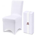 White Stretch Chair Covers 50 Pack - Reusable Wrinkle-Resistant Slipcovers for Wedding & Events - TUOTPE