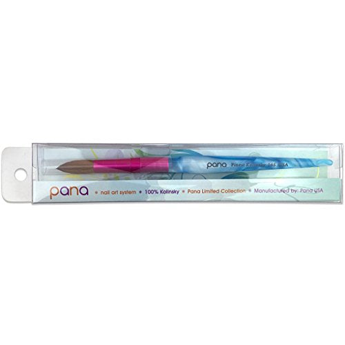 PANA USA Acrylic Nail Brush Pure Kolinsky Hair Acrylic White Swirl Blue Handle with Pink Ferrule Round Shaped - Size 16