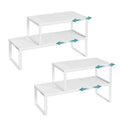 SONGMICS Expandable & Stackable Spice Rack Set - Matte White Steel Kitchen Organizer, Set of 4
