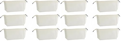 6 Pack Juvale Canvas Makeup Bags - 11.75 x 5.5 Inches Travel Cosmetic Pouches, White Cotton, Zipper Closure, DIY & Bridesmaid Gifts