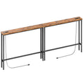 Rustic Brown Narrow Console Table with Outlets - 78.8 Inch Sofa Behind Couch