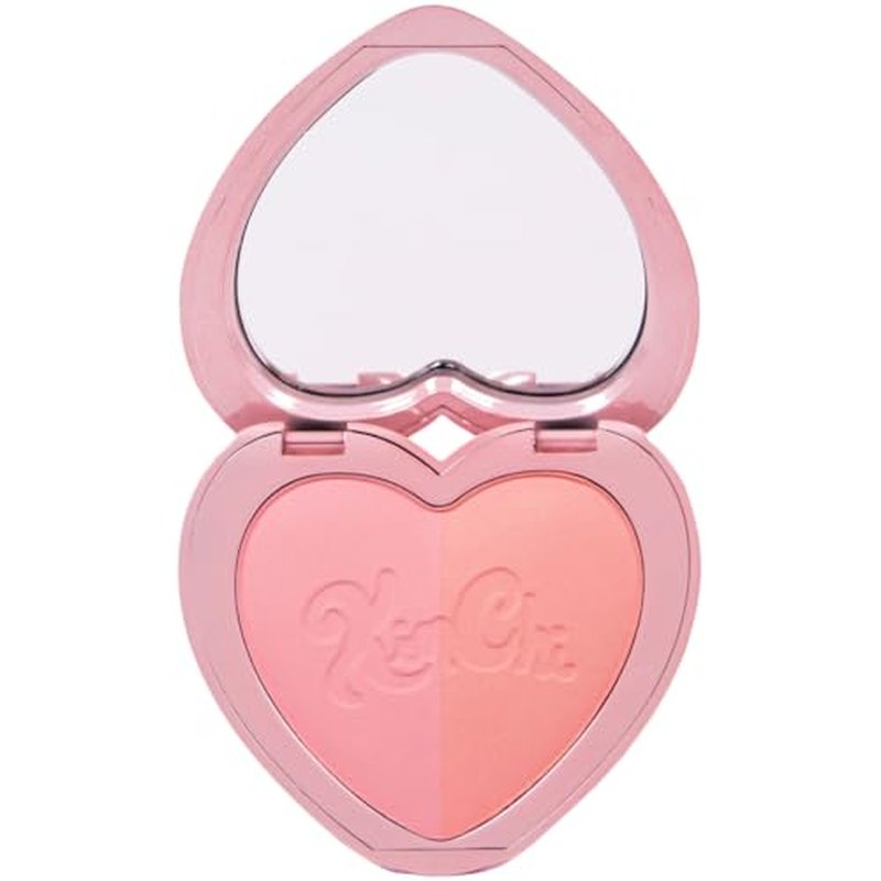 KimChiChic Beauty Thailor Blush Duo, Heart-Shaped Compact with Mirror, Buildable, Silky Matte & Shimmer Finish, Cruelty-Free Blush Palette, Pinky