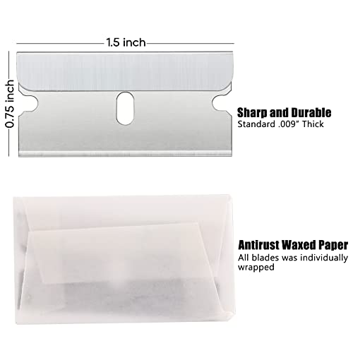REXBETI 200PCS Single Edge Razor Blades, Industrial Razor Blades for Scraper, Suitable for Removing Labels, Decals, Stickers and Old Paint