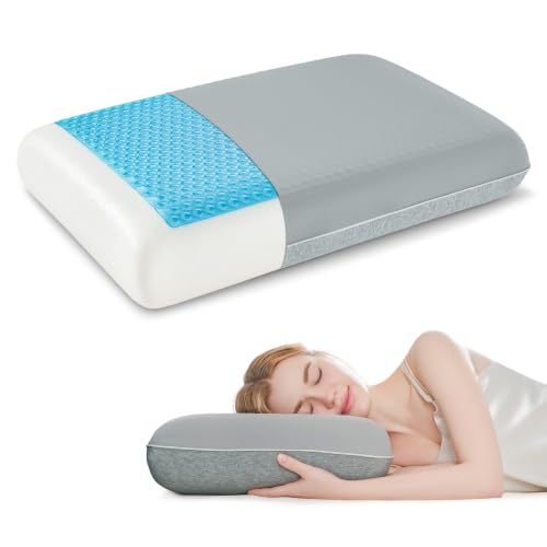 Cooling Gel Memory Foam Pillow with Removable Cover - Standard Grey, 23.6 x 15.7 inches