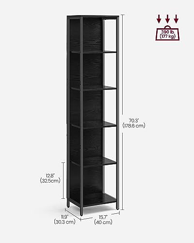 VASAGLE 6-Tier LED Bookshelf with Dimmable Lights, 11.9"D x 15.7"W x 70.3"H
