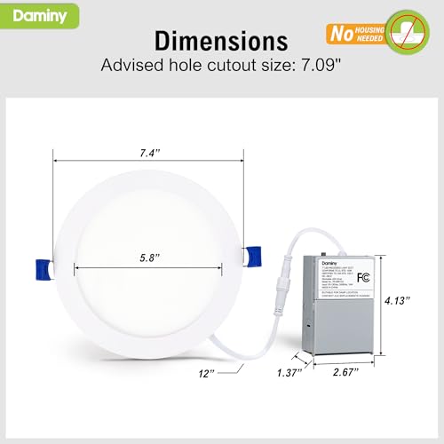 White 7 Inch LED Recessed Downlights 12 Pack Canless Wafer Lighting
