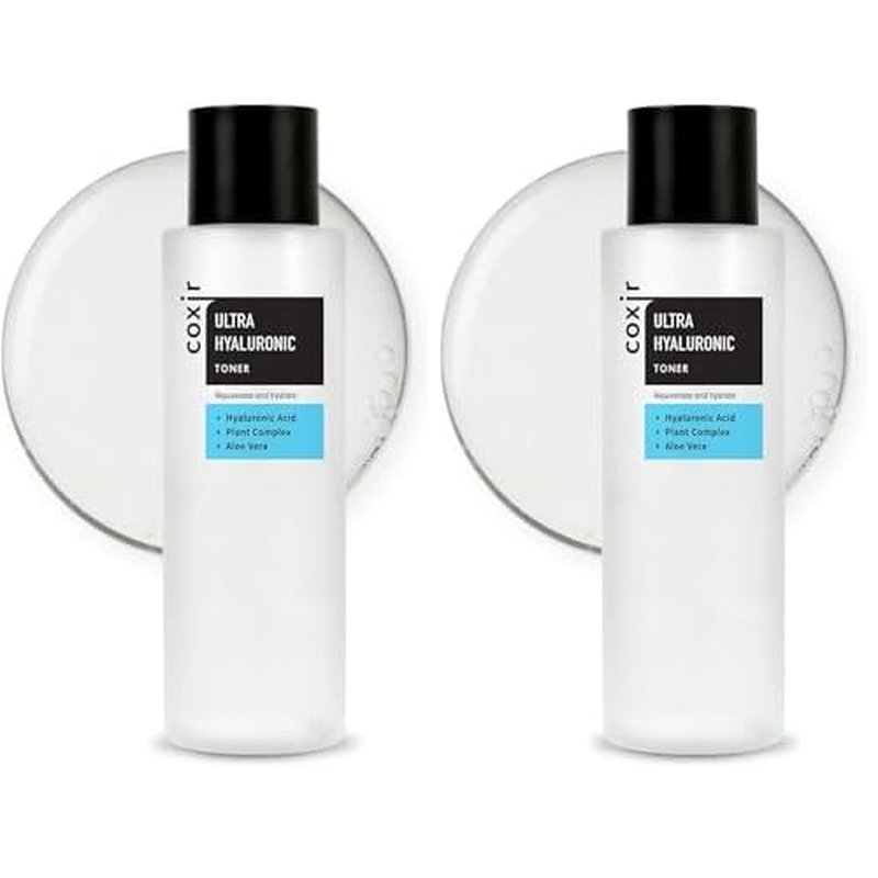 coxir Ultra HYALURONIC Acid Toner | HYDRATION-14-Complex| Hydrating, Smoothing, Calming, Moisturizing, Paraben Free, Cruelty Free, Korean Skin Care [150ml/5.07 fl.oz.] (Pack of 2)