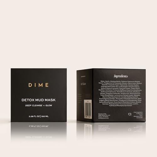 DIME Beauty Detox Mud Mask with Dead Sea Mud, Self Care Facial Mask that Nourishes and Brightens Dull Skin, 3.38 oz / 100 ml