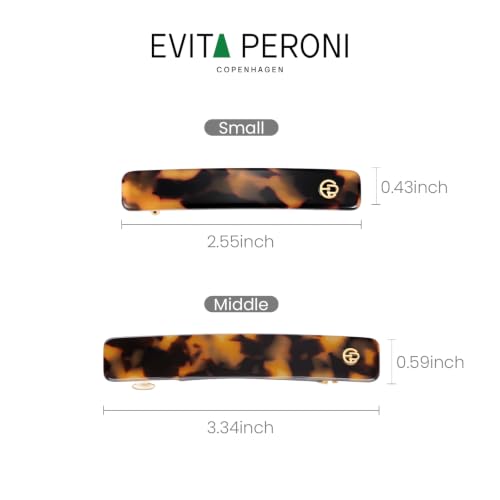 EVITA PERONI French Acetate No-Slip Middle Hair Barrettes - Tortoise Variant