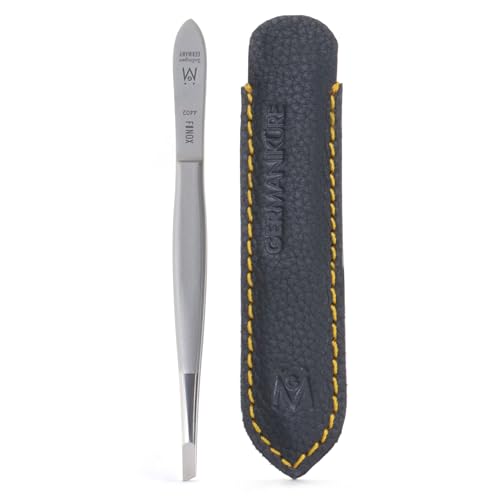 GERMANIKURE Slanted Tweezers in Leather Case - Made in Solingen Germany