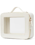 Large White Clear Makeup Case - Travel Toiletry Bag for Women, TSA Approved