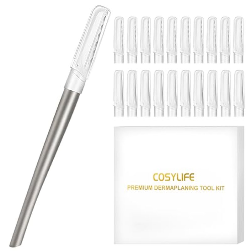 Dermaplaning Tool for Face, 20 Blade Refills, Dermaplane Razor for Face, Hair Remover Blade for Eyebrows and Peach Fuzz, Facial Shaver for Women That Helps Exfoliate and Smooth The Skin