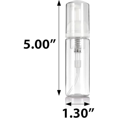 JUVITUS 4 oz / 120 ml Frosted Clear Glass Boston Round Bottle with White Treatment Pump BPA Free Refillable Empty Storage Containers (12 Pack) + Travel Foamer