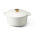 Dutch Oven Pot with Lid - 5 Qt Cream White Enameled Cast Iron Cookware