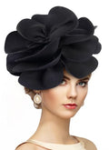 Black Large Flower Fascinator Headband for Weddings & Events - Elegant Tea Party Hat