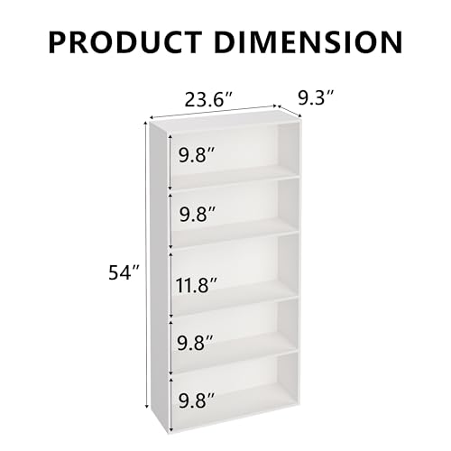 White 5-Tier Wooden Cube Book Shelf - 54 Inch Storage Organizer for Any Space