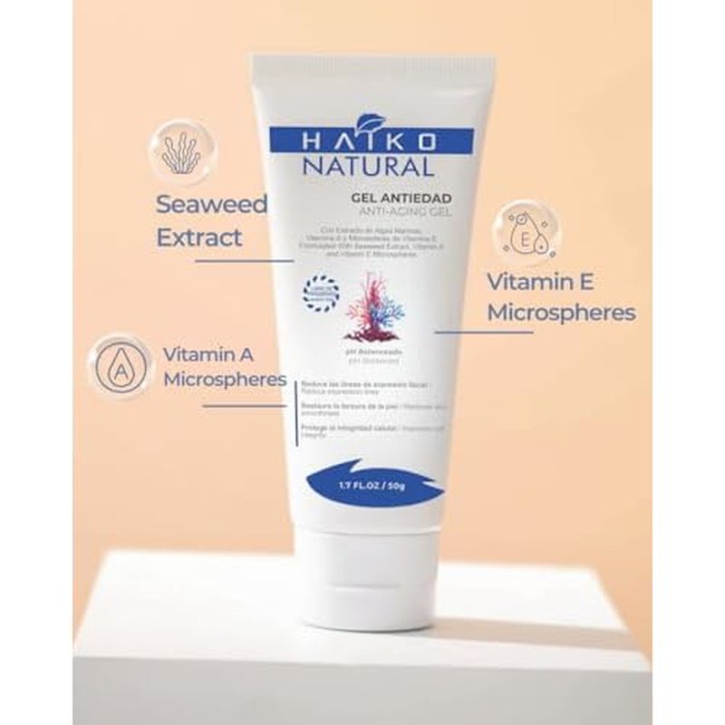 Anti-Aging Gel with Marine Algae Extract and Vitamins A & E. Smooths Fine Lines and Boosts Skin Elasticity. Deep Hydration and Cell Renewal. Paraben-Free, Cruelty-Free - 1.7 FL.OZ / 50g