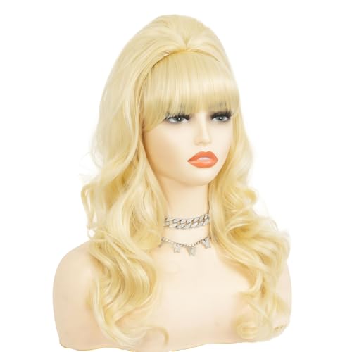 Salaibs Blonde Beehive Wigs for Women Updo 50s 60s Retro Bouffant with Bangs - Variation Blonde#1