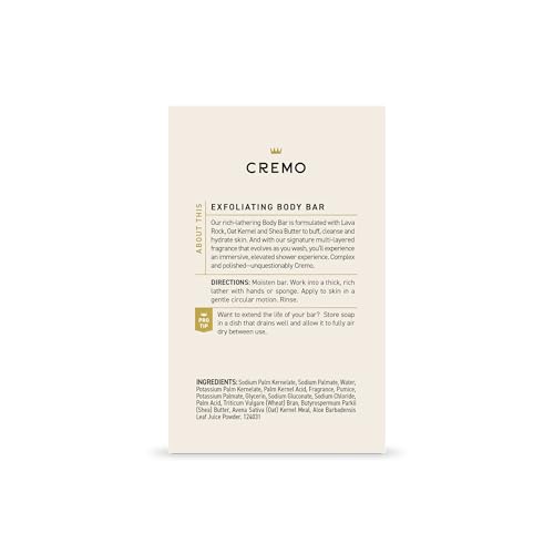 Cremo Exfoliating Body Bar for Men - Italian Bergamot Scent, 5oz Pack of 12 - Multi-Layered Fragrance & Hydrating Formula