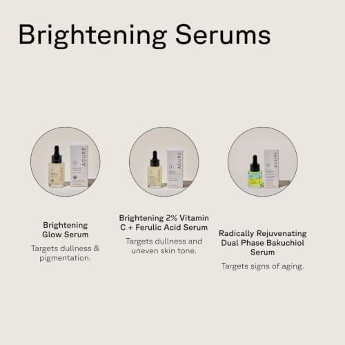 Acure Brightening Glow Serum 1 Fl Oz - Anti-Aging Face Serum, Vegan & Hydrating