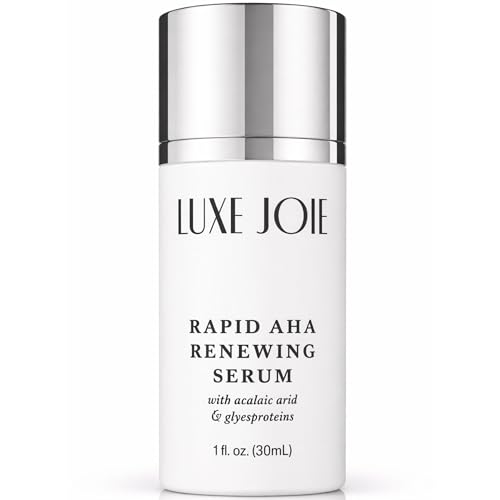 LuxeJoie Rapid AHA Renewing Serum, Multi-Acid Exfoliating Serum with Glycolic, Lactic & Azelaic Acids, Niacinamide + Hyaluronic Acid, Smooths Texture & Refines the Look of Pores, 1 fl oz