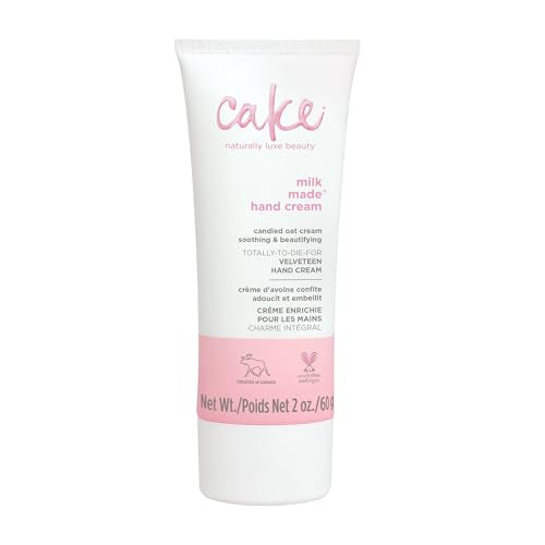 Cake Beauty Velveteen Hand Cream, Milk Made - Soothing, Lightweight Hand Cream - Oat Extract Concentrate, Marshmallow Root Extract & Shea Butter - Travel Sized Hand Cream - 60 Ml