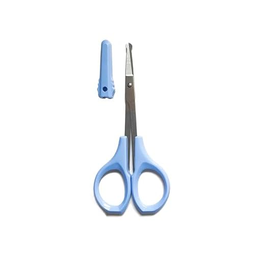 SHINING CROWN 4 Inch Premium Nose & Ear Hair Scissors, Safety Blades with Rounded Tip for Trimming Kid's & Adult's Nails, Facial & Eyebrow Hair