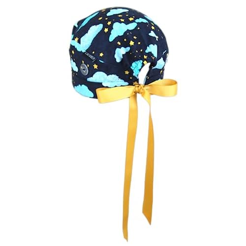 Scrub Cap for Women, Short Hair Style Scrub Caps, Working Hat, Head Cover with Ribbons and Buttons, Short Hair