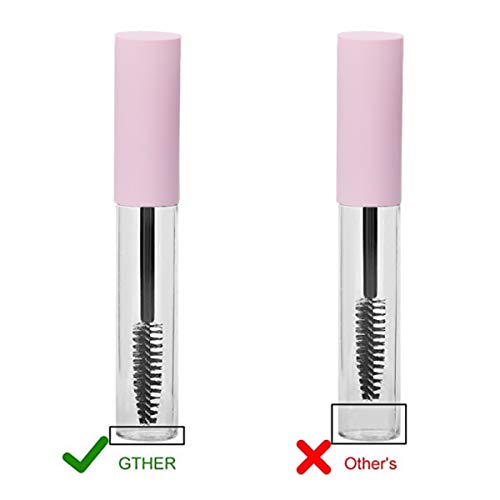 GTHER 10PCS 10ML Empty Mascara Tube Bottle With Eyelash Wand, Rubber Inserts & Funnels Set for Castor Oil/Growth Oil, DIY Cream Container With Cap, Matte Pink