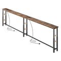 Narrow Adjustable Console Table 78.7'' with Charging Ports - Rustic Brown, 26-34" Height