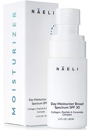 SPF 30 Face Moisturizer with Collagen & Peptides - Lightweight Hydrating Cream, 1.4 oz - Paraben-Free & Non-Comedogenic