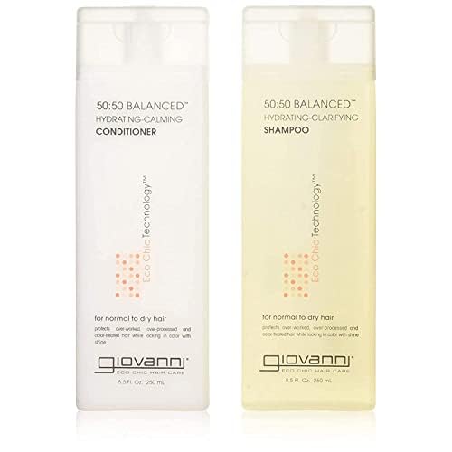 Giovanni 50:50 Balanced Remoisturizer Duo Set Shampoo Hydrating-Clarifying & Conditioner Hydrating-Calming, 8.5 Oz Each