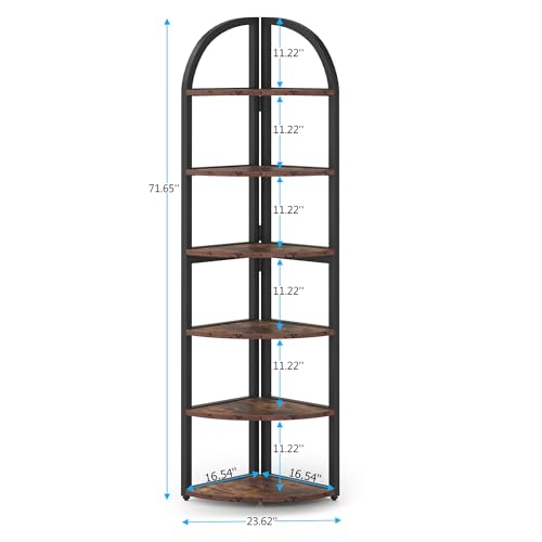 Tribesigns 6-Tier Rustic Corner Shelf - 71 Inch Tall Space-Saving Plant & Display Rack