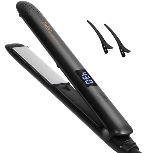 Dual Voltage Titanium Ceramic Hair Straightener with 5 Heat Settings