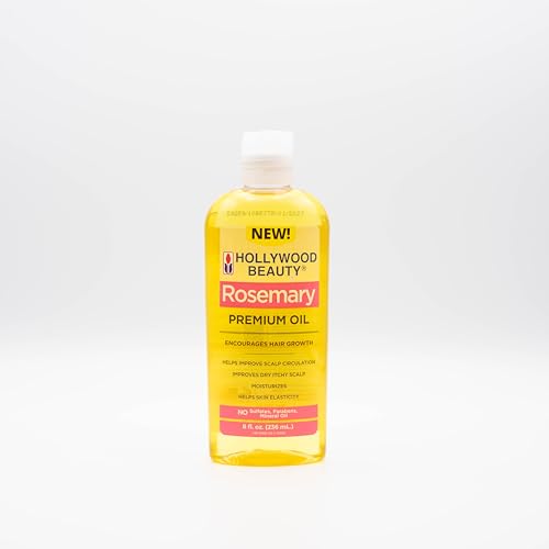 Hollywood Beauty Rosemary Oil for Hair, Scalp, & Skin, 8 fl oz - Encourages Hair Growth, Helps Improve Scalp Circulation
